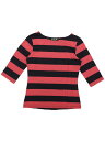 Allegra K ボーダー tシャツ トップス ストライプ 横縞 五分袖 ボートネック カジュアル 衣装 レディース ネイビーピンク XL|詳細画像
