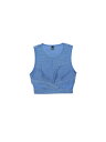 Allegra K タンクトップ キャミソール 衣装 ノースリーブ クロップシャツ ラウンドネック シャイニー レディース ライトブルー XS