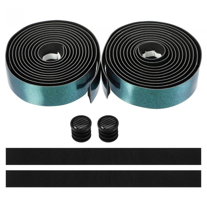 X AUTOHAUX 1ペアの自転車ハンドルバーテープ 滑り止め 衝撃吸収 自転車ハンドルグリップテープ サイクリングハンドルラップ エンドプラグ付き 緑