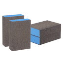 uxcell サンディングスポンジブロック 180-220グリット サンディングブロック 4個セット 100x70x25mm 茶色&ブルー(4)