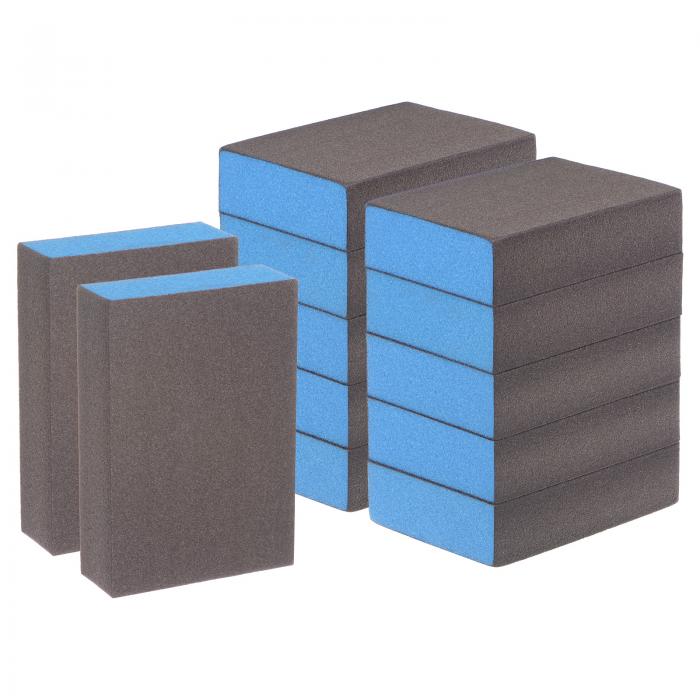 uxcell 12個 サンディングスポンジブロック 2000-2500グリット ブロック 100x70x25mm 茶色と青色