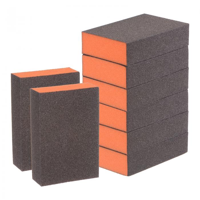 uxcell 8個 サンディングスポンジブロック 180-220グリット サンディングブロック 100x70x25mm 茶色と..