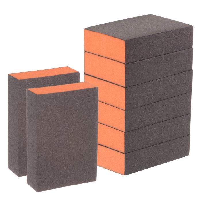 uxcell 8個 サンディングスポンジブロック 2000-2500グリット ブロック 100x70x25mm 茶色とオレンジ(4)