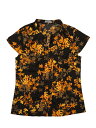 Allegra K サテンブラウス ワークトップス 花柄シャツ スタンドカラー シルキー レディース ブラック XL(4)