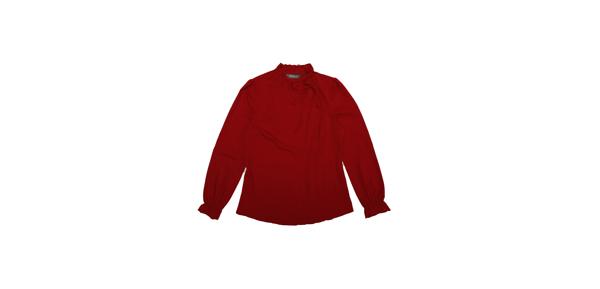 Allegra K 長袖シャツ ワークブラウス トップス エレガント フリルネクタイネック レディース ダークレッド L