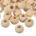 uxcell 100個入り 30mm 天然木スペーサービーズ 15mm 大穴未仕上げ丸い木製ビーズ DIYクラフト 宝石作り用ブレスレット