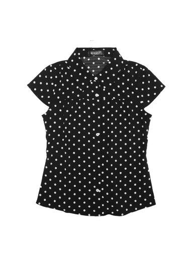 Allegra K 水玉トップス シャツ 半袖 ヴィンテージ カジュアル レディース ブラック XL Allegra K 水玉トップス シャツ 半袖 ヴィンテージ カジュアル レディース ブラック XL