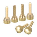 uxcell M4x16mm ニュル付き親指ねじ 6個 真鍮製 ニュル付き親指ねじボルト ショルダーグリップノブ付き ファスナー 真鍮色(4)