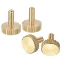 uxcell M3x8mm ニュル付きサムネジ 4個 フラットニュル付きヘッド 全ねじ 真鍮製 サムネジ ボルト グリップノブ ファスナー(4)