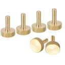 uxcell M4x12mm ニュル付き親指ねじ 6個 フラットニュルヘッド全ねじ黄銅製親指ねじボルトグリップノブファスナー