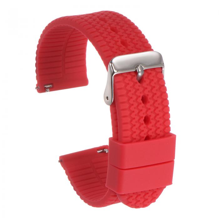 uxcell シリコンウォッチバンド 24mm幅 速いリリース ソフトラバーウォッチストラップ 電気めっきステンレススチールバックル付き 男女兼用 レッド