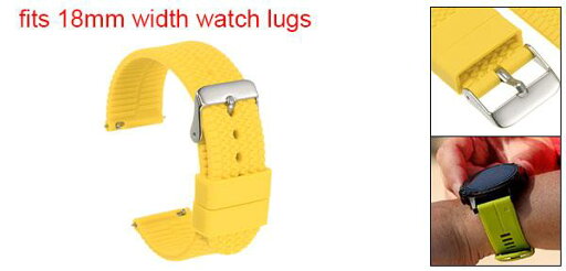 uxcell シリコンウォッチバンド 18mm 幅 速いリリース ソフトラバーウォッチストラップ 電気めっきステンレススチールバックル付き 男女兼用 イエロー