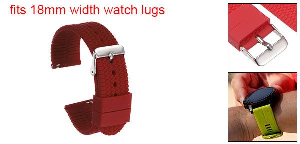 uxcell シリコンウォッチバンド 18mm幅 速いリリース ソフトラバーウォッチストラップ 電気めっきステンレススチールバックル付き 男女兼用 ダークレッド