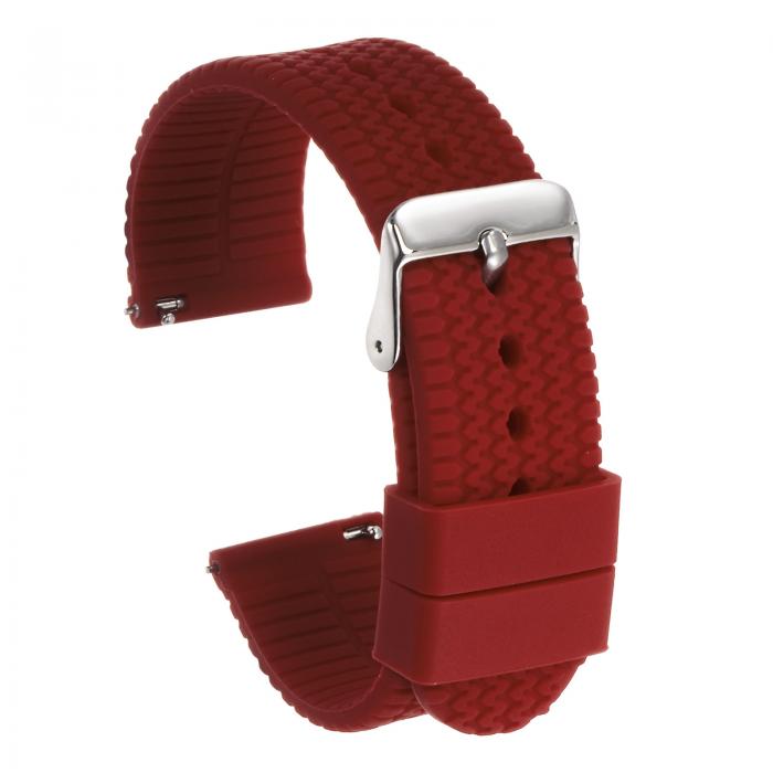 uxcell シリコンウォッチバンド 20mm幅 速いリリース ソフトラバーウォッチストラップ 電気めっきステンレススチールバックル付き 男女兼用 ダークレッド