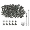 uxcell 200セット レザーリベット6 x 6mmメタルダブルキャップリベットスナップスタッドファスナーと3個の設置ツール レザークラフトDIY修理装飾用 ブロンズ