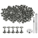 uxcell 100セット レザーリベット 6 x 8mm メタル 3つのセッターツール付き ブロンズ