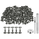 uxcell 100セット レザーリベット 10 x 8mm メタル 3つのセッターツール付き ブロンズ