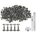 uxcell 200セット レザーリベット 12 x 8mm メタル 3つのセッターツール付き ブロンズ