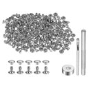 uxcell 200セット レザーリベット6 x 6mmメタルダブルキャップリベットスナップスタッドファスナーと3個の設置ツール レザークラフトDIY修理装飾用...