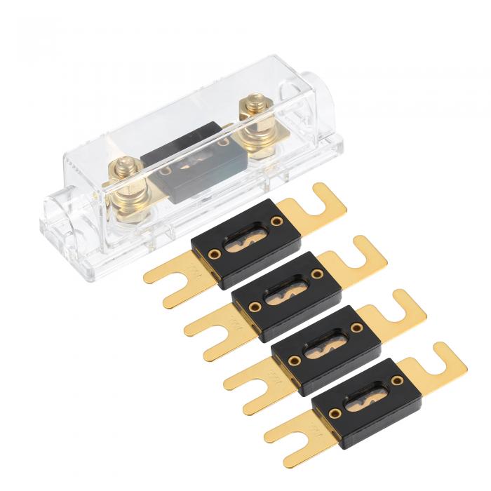 X AUTOHAUX 1セットの車用1/0 2 4 AWGワイヤー入出力ANLヒューズホルダーと300A ANLヒューズ5個