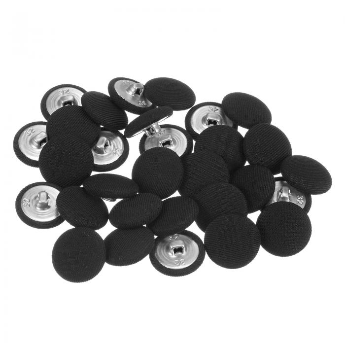 uxcell ファブリッククロスカバーボタン ラウンド 金属シャンク 縫製ボタン スーツ・ドレス・レディースシャツ用 30個 32L 20 mm 黒