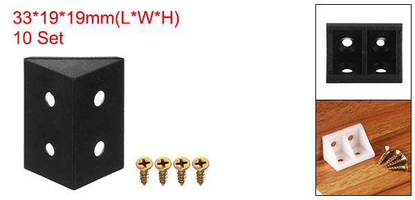 uxcell 10個入り 90度プラスチックコーナーブ ラケット 33x19x19mmのナイロン製棚用直角ブ ラケット(黒) [2]
