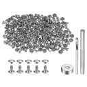 uxcell 100セットのレザーリベット6 x 6mmメタルダブルキャップリベットスナップスタッドファスナーと3個の設置ツール レザークラフトDIY修理装飾用...