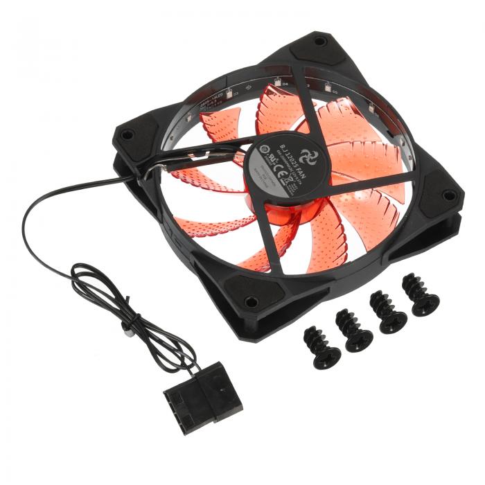 uxcell コンピューターケースファン 650-2000RPM 120mm 4ピン 赤色LED サイレント冷却ファン 15個のLED..