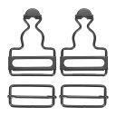 uxcell オーバーオールバックル 2セットのレトロメタルサスペンダー交換バックル 35mm(1-3/8")の内幅 ズボン 綿ジャケット ジーンズ用 ガ ン黒