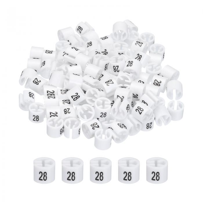 uxcell 衣類ハンガーマーカー カラーハンガーサイザー 衣類マーカータグ(番号28 ホワイト)衣類のカラーコーディング用 100個入りパック