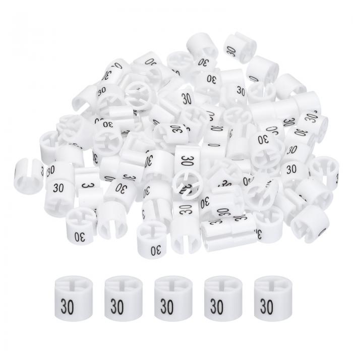 uxcell 衣類ハンガーマーカー カラーハンガーサイザー 衣類マーカータグ(番号30 ホワイト)衣類のカラーコーディングに使用 100個入り