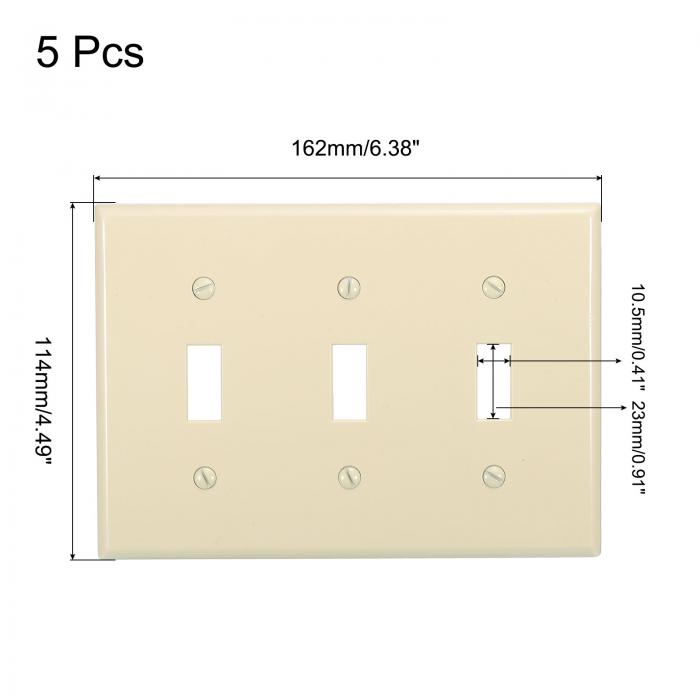 PATIKIL デコレーターライトスイッチカバー 3ギャング PC エクストラホワイト トグルアウトレットウォールプレート 6.38