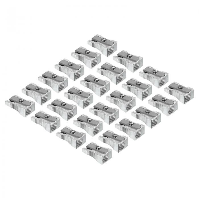 PATIKIL メタル鉛筆削り 24個入りアルミ合金製ミニ手動鉛筆削り オフィス 教室 アートペイント用 シルバー