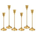 PATIKIL 金 燭台ホルダー 6個 キャンドルスティック ビンテージ ロングテーパーキャンドルホルダー 適合19 mmキャンドル ハロウィン クリスマス 結...
