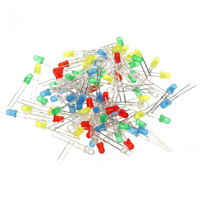 PATIKIL 3 mm 発光ダイオード 100個 LEDダイオード 1.8-3V 発光ダイオードランプ 科学 DIY ライトランプ用 5カラー