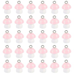 PATIKIL キノコペンダント 30個 ミニキノコペンダント 魅力 バルク 樹脂 美しい かわいいデザイナー ジュエリー作り ブレスレット イヤリング ネックレス ウェディング 工芸品 クリスマス用 ピンク