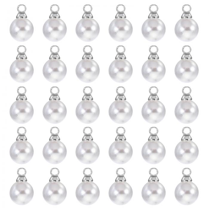 PATIKIL 8 mm パールペンダント 100個 パールビーズ フェイクパールペンダント 魅力 美しいデザイナー ジュエリー作り ブレスレット イヤリング ネックレス 結婚式の装飾 工芸品 クリスマスドレス用 シルバー