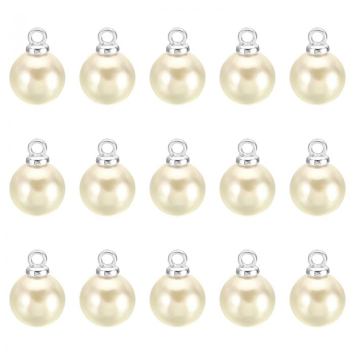 PATIKIL (8mm) パールペンダント 150個 パールビーズ フェイクパールペンダントペンダント 美しいデザイナー DIY ジュエリー製作用 ブレスレット イヤリング ネックレス ウェディングクラフト シルバーベージュ