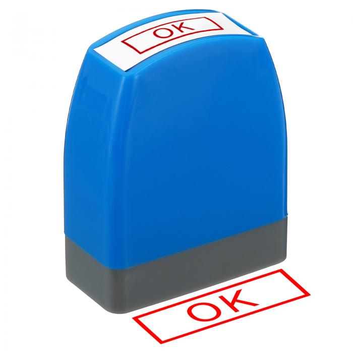 PATIKIL OKスタンプセルフインク レッドインクオフィススタンプ インク入りメッセージスタンプ 詰め替え可能なビジネススタンプ スタイル1 ブルー
