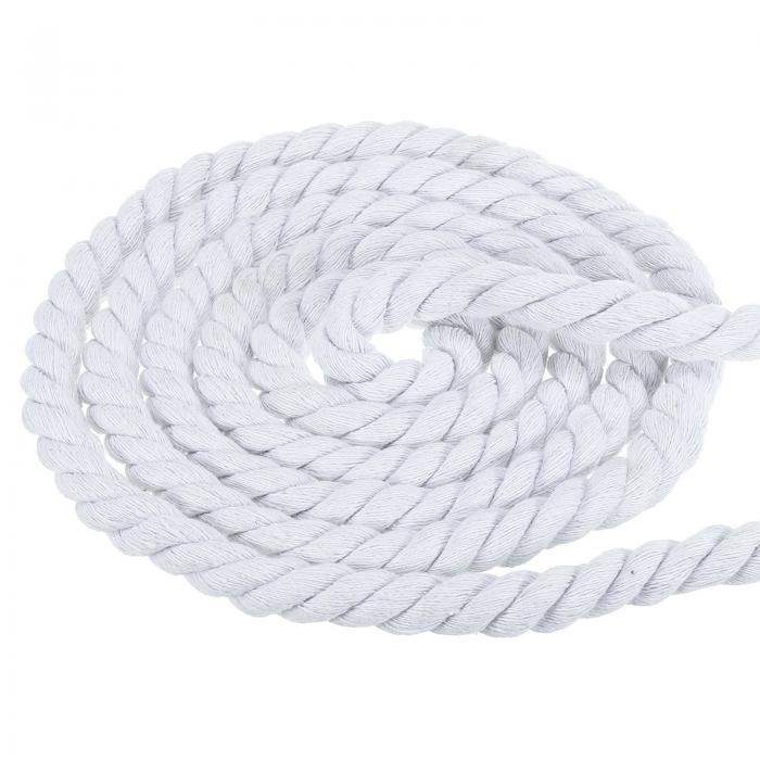 PATIKIL 5/8" x 33ft 天然撚り綿ロープ 3ストランド綱引きロープ シールテープ付き クラフト 手すり 家の装飾用 ホワイト