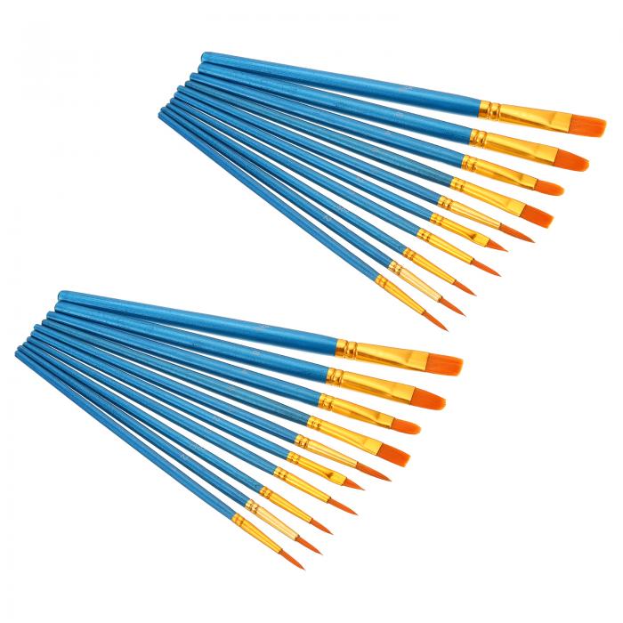 PATIKIL ペイントブラシ 20個セット アクリルブラシ 水彩油絵の具 顔画家キャンバス ウォーターカラークラフト 小さなプロのクラフト ダークブルー