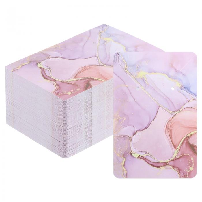 PATIKIL イヤリングディスプレイカード 100パック紙イヤリングホルダーブランクタグ長方形段ボール イヤリングイヤースタッドスタイル7用 ピンク