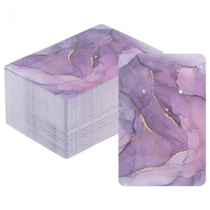 PATIKIL イヤリングディスプレイカード 100パック紙イヤリングホルダーブランクタグ長方形段ボール イヤリングイヤースタッドスタイル11用 パープル