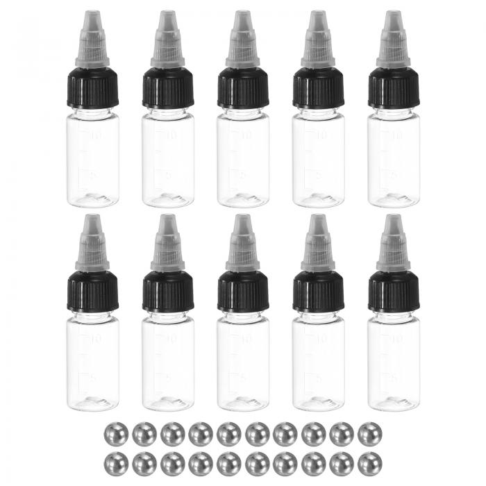 PATIKIL 10ml 小型スクイ ーズボトル 10個 接着剤ボトル アプリケーターボトル エアブラシボトル ミニ スチールボールスケール付き ペイントガン オイル接着剤 DIY エアクラフトタイ用