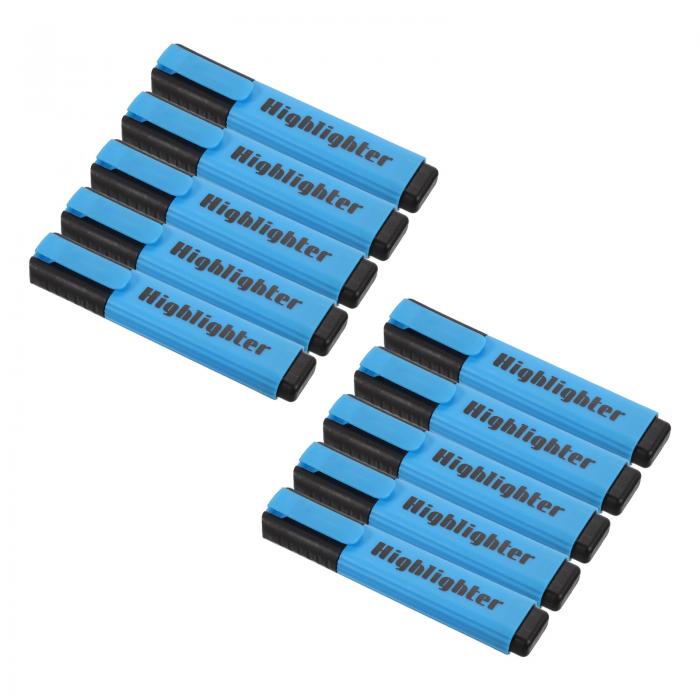 PATIKIL 蛍光ペン 10個 水性ブロードチップ 筆記マーカーペン オフィス 家庭 日常用 スタイル3 ブルー