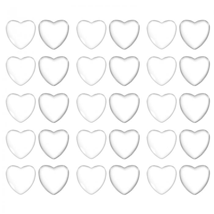 PATIKIL 透明なガラスのカ ボション 50個 25x25mm ハート型のガラスドームタイル 写真ペンダントジュエリー作成用 クリア