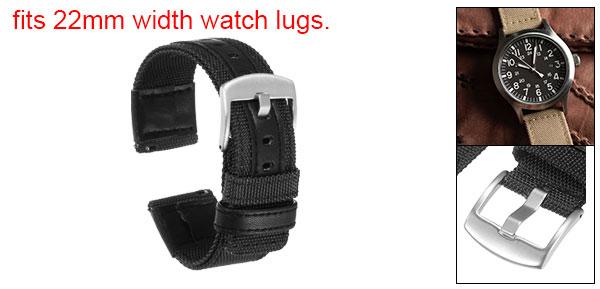 uxcell ナイロンウォッチバンド22mmクイックリリースキャンバスウォッチストラップ シルバーステンレススチールバックル付き メンズ・レディース用 黒