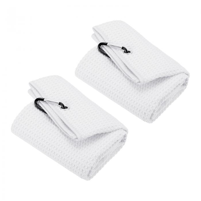 PATIKIL 30 x 30 cm 三つ折りゴルフタオル 2個入り ワッフルパターン タオルソフト ファイバ 強力な吸..