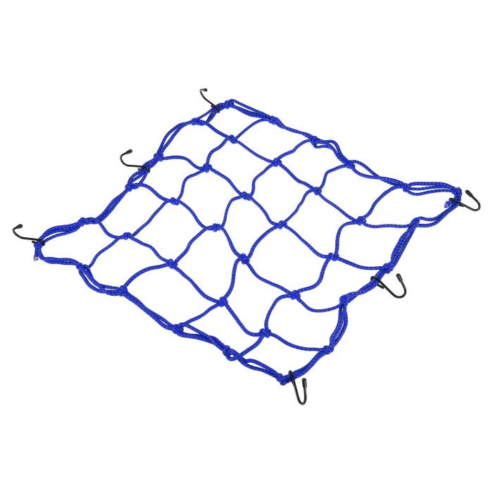 PATIKIL カーゴネット 反射性 オートバイの荷物ストラップ フック6個付き 自転車 オートバイ用 40 cm x 40 cm ブルー