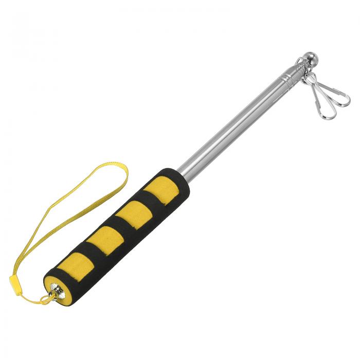 PATIKIL 伸縮式手持ち旗竿、1.6Mスポンジハンドルステンレス鋼伸縮旗竿、クリップ付きツアーガイド旗竿、7セクション、イエロー